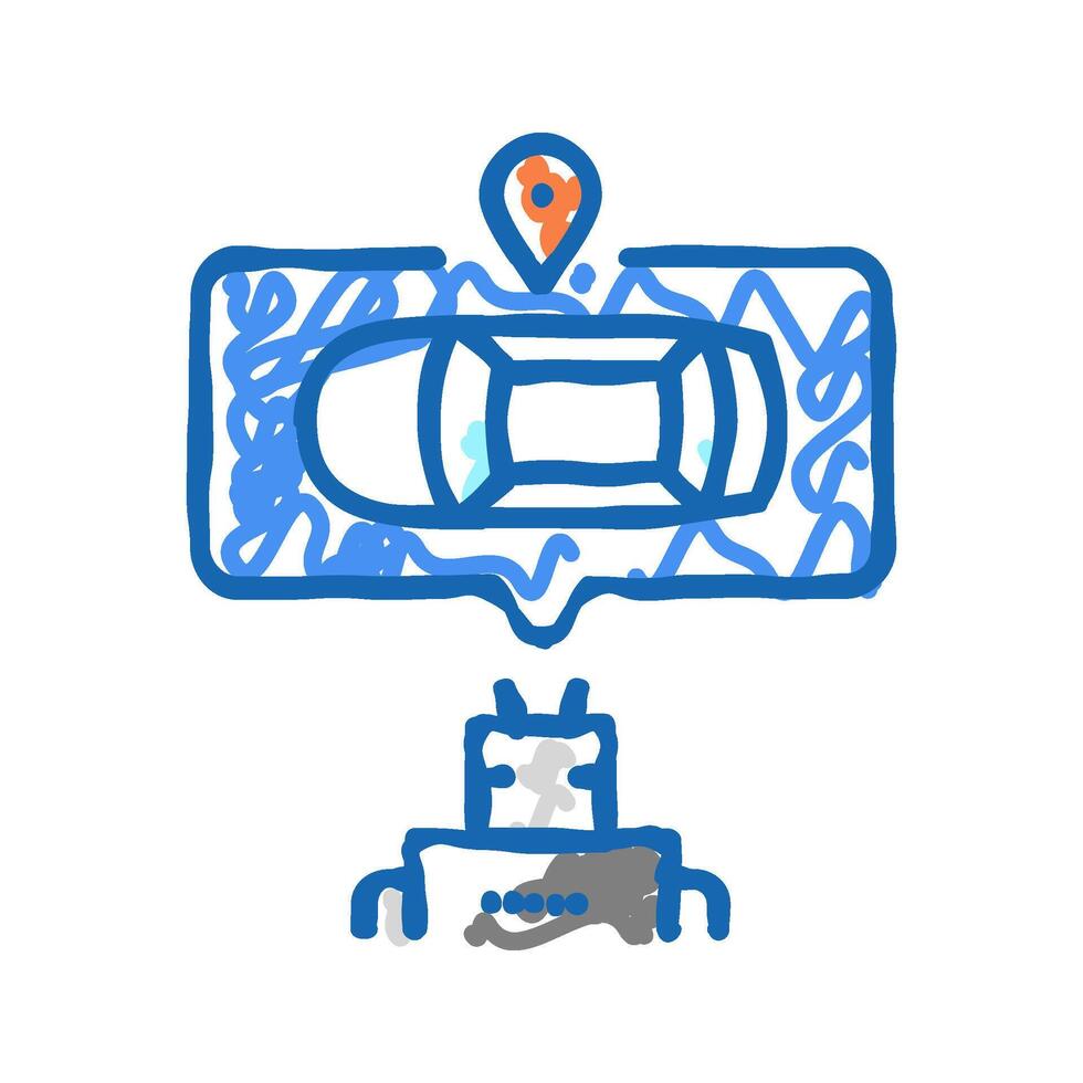 robot navigation icon doodle illustration vector
