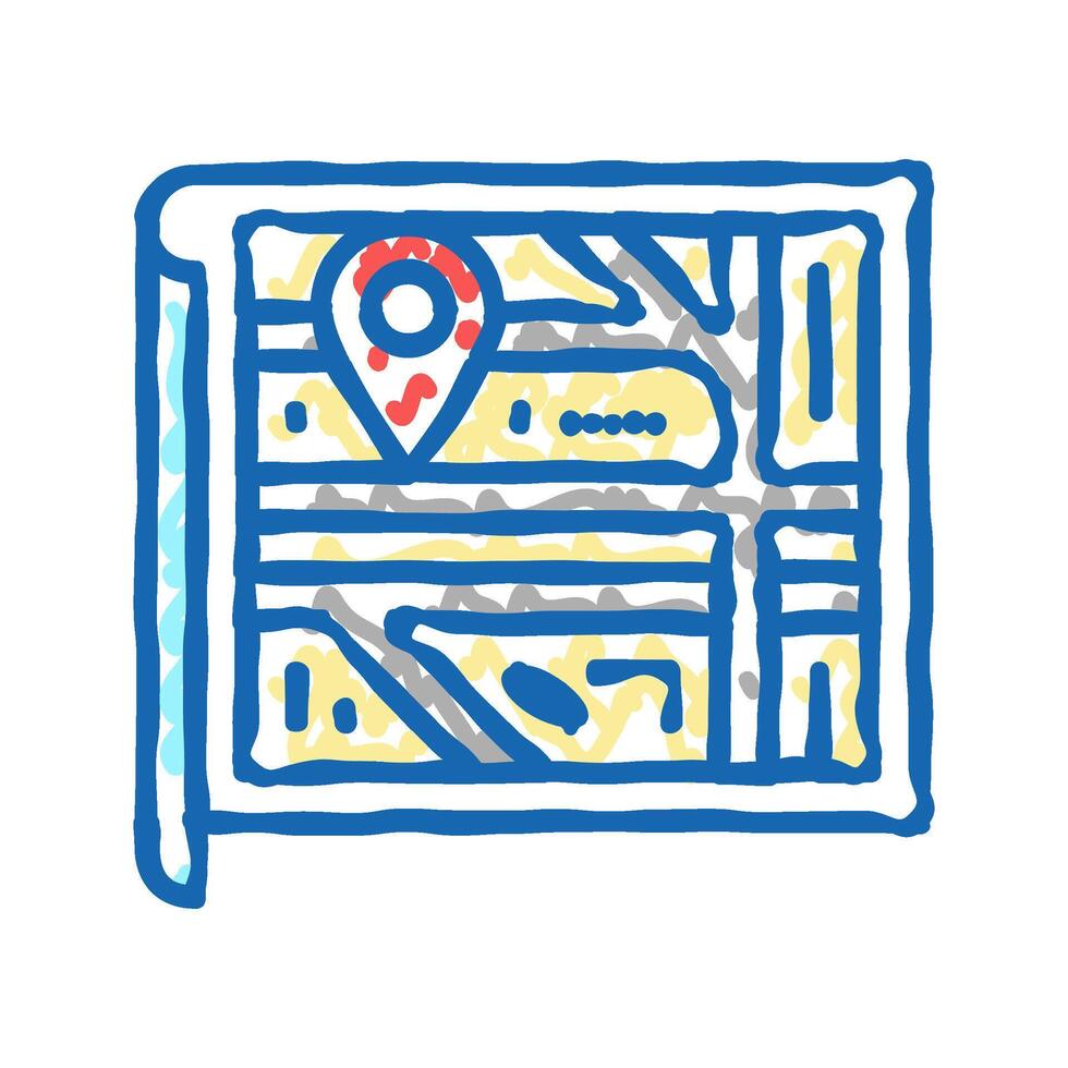 map location icon doodle illustration vector