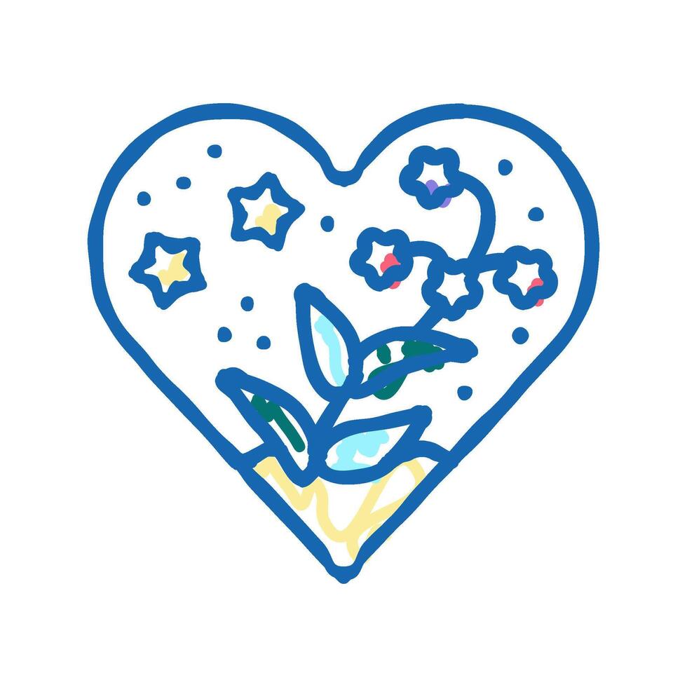 heart form with flowers resin art icon doodle illustration vector