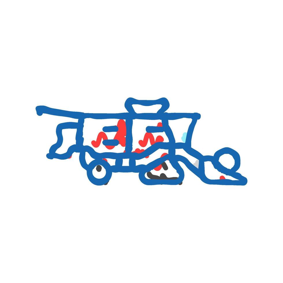 harvesting combine robot harvests icon doodle illustration vector