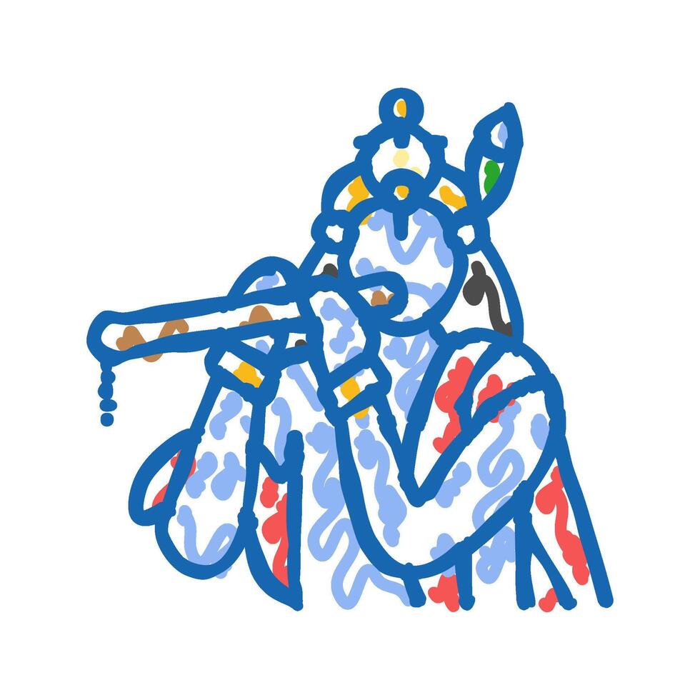 krishna god indian icon doodle illustration vector