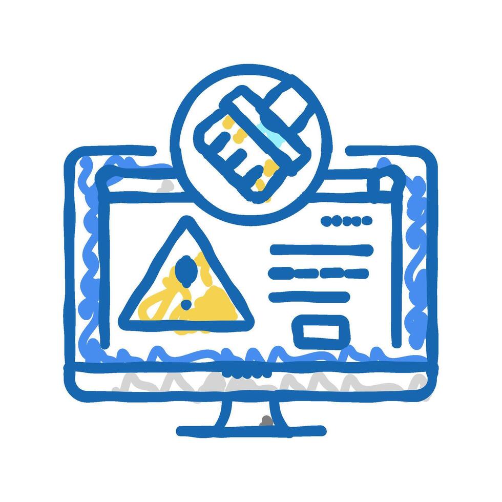 virus removal repair computer icon doodle illustration vector
