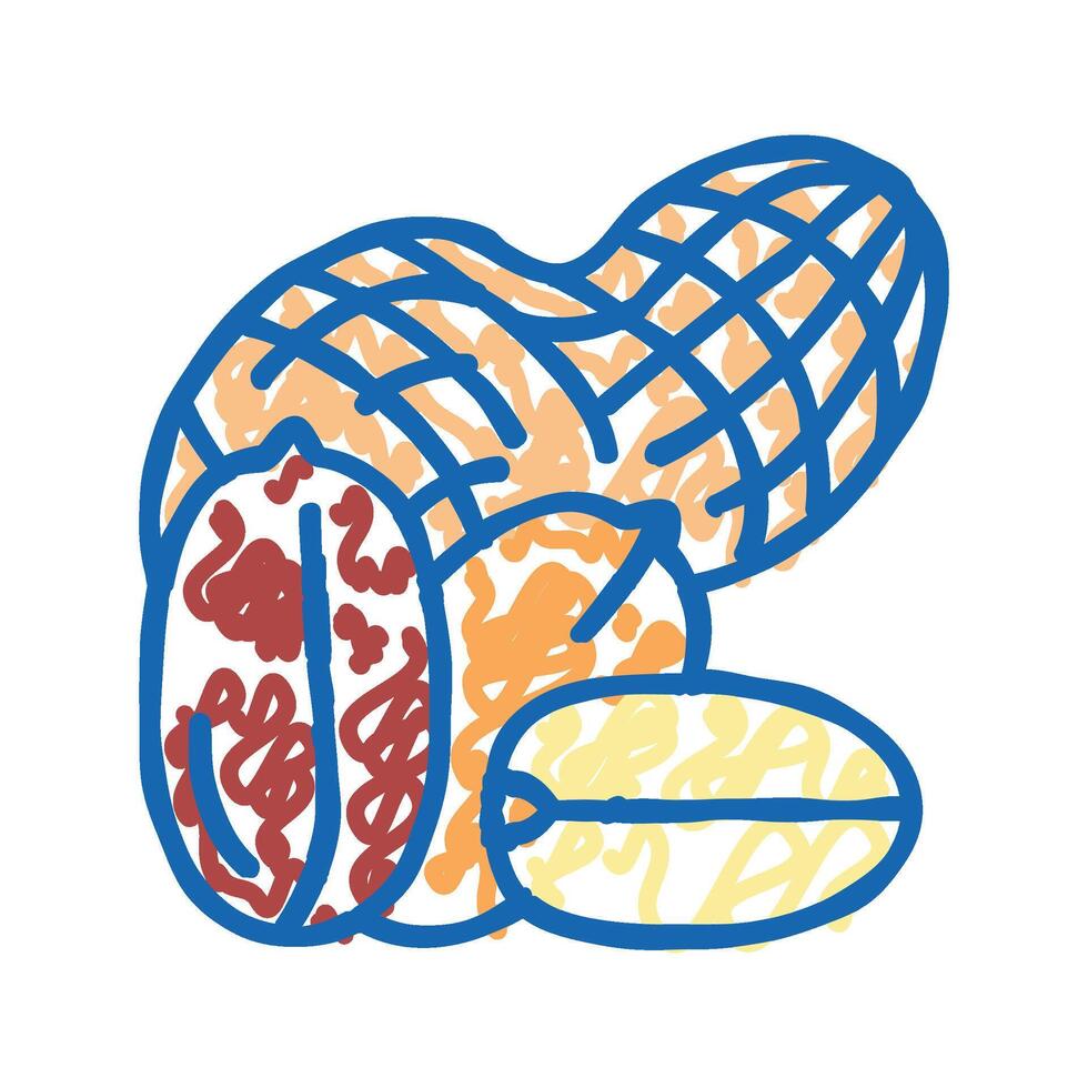 peanut nut icon doodle illustration vector