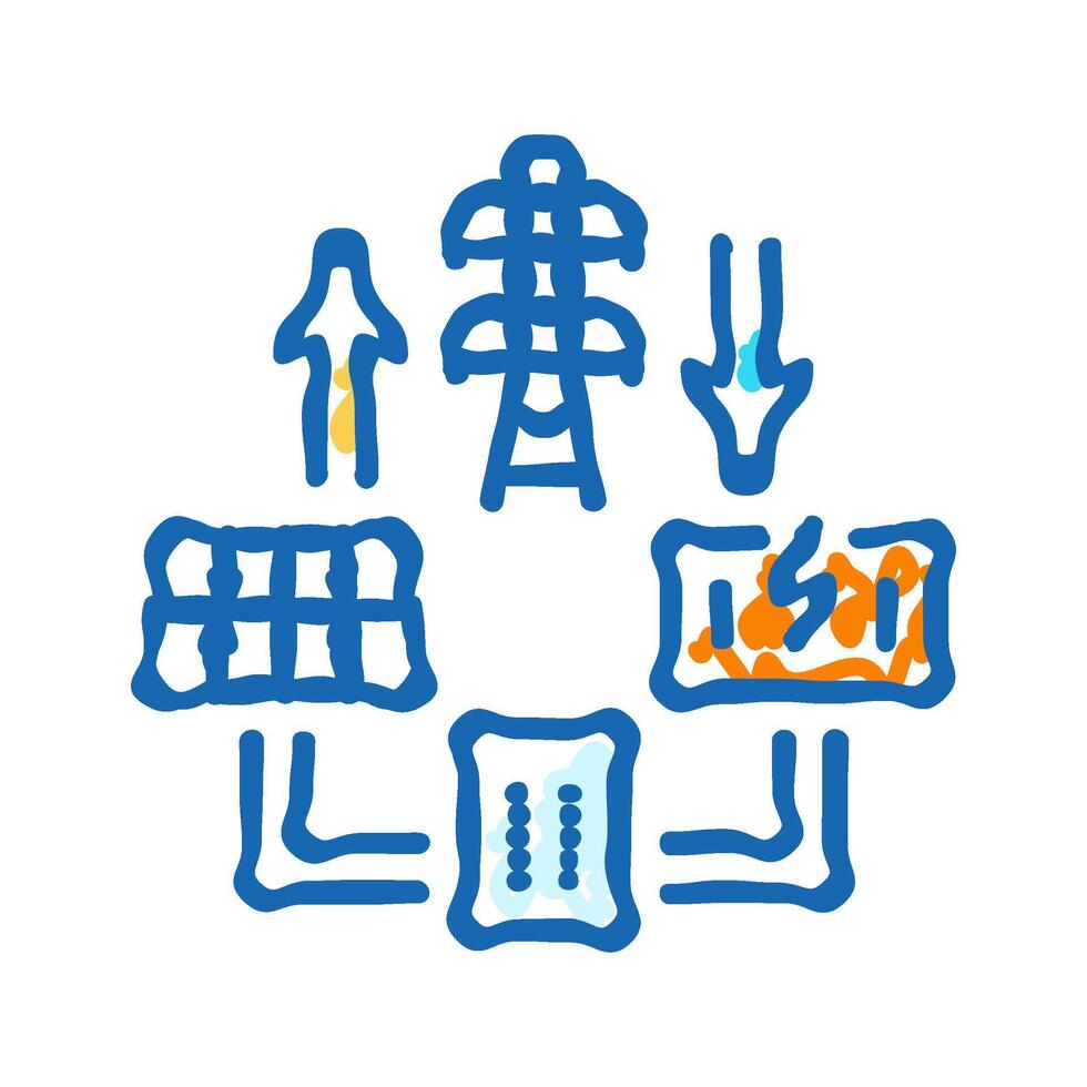 microgrids electric grid icon doodle illustration vector