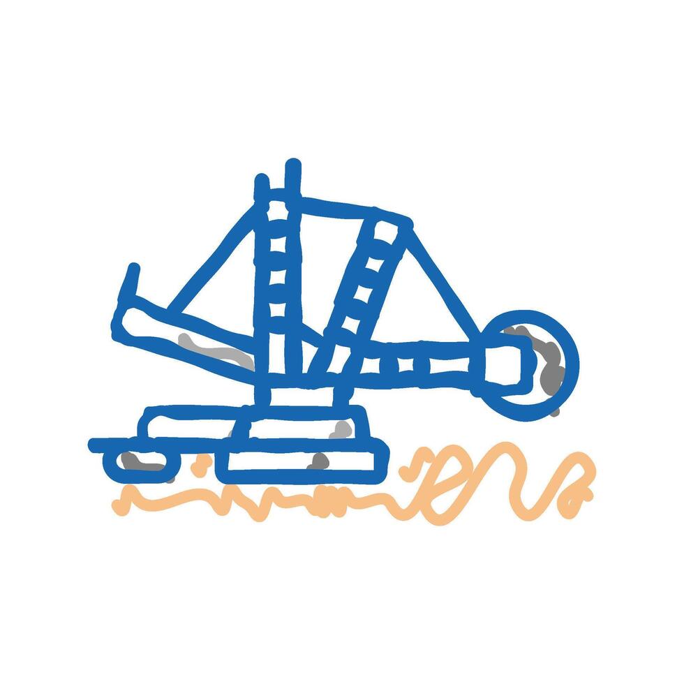 excavator mining stone icon doodle illustration vector
