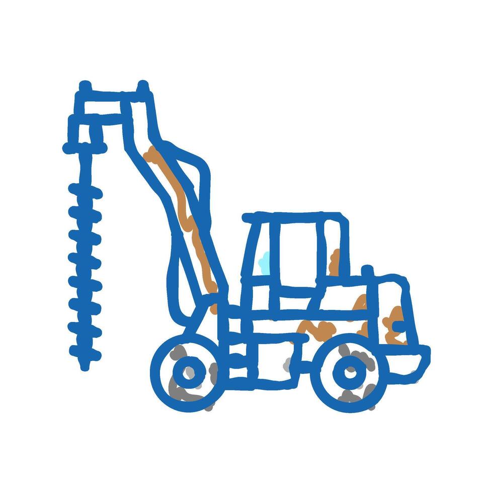 digger construction car vehicle icon doodle illustration vector