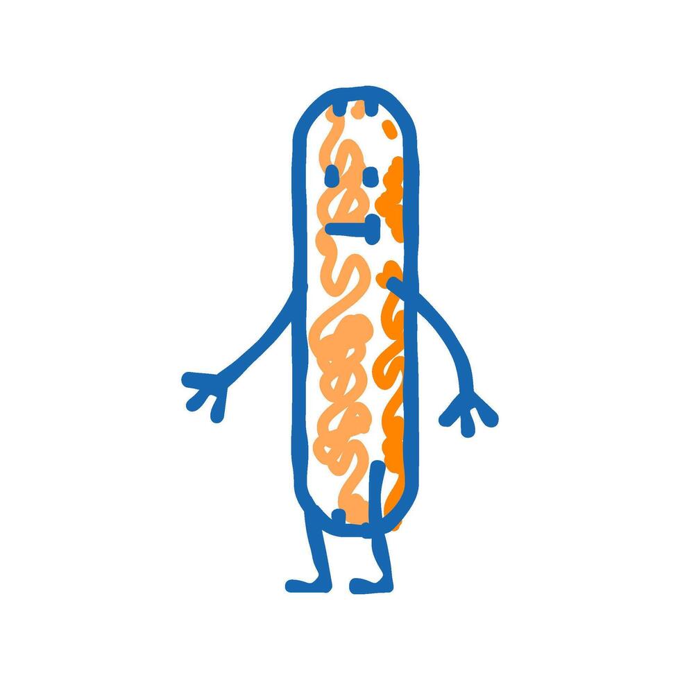 frankfurter meat character icon doodle illustration vector