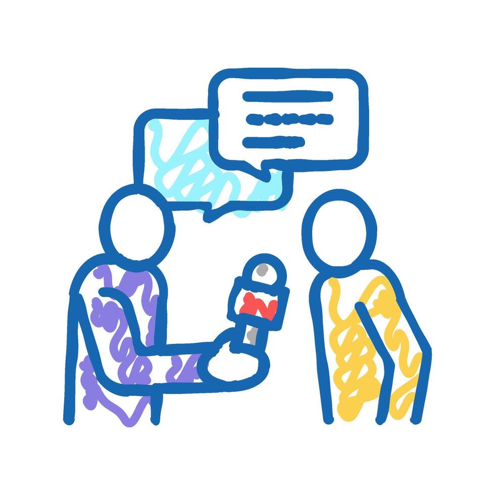 interview journalist icon doodle illustration vector