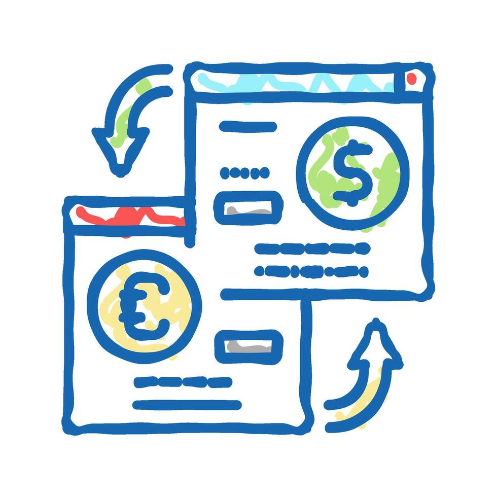 opening savings accounts in foreign currency icon doodle illustration vector