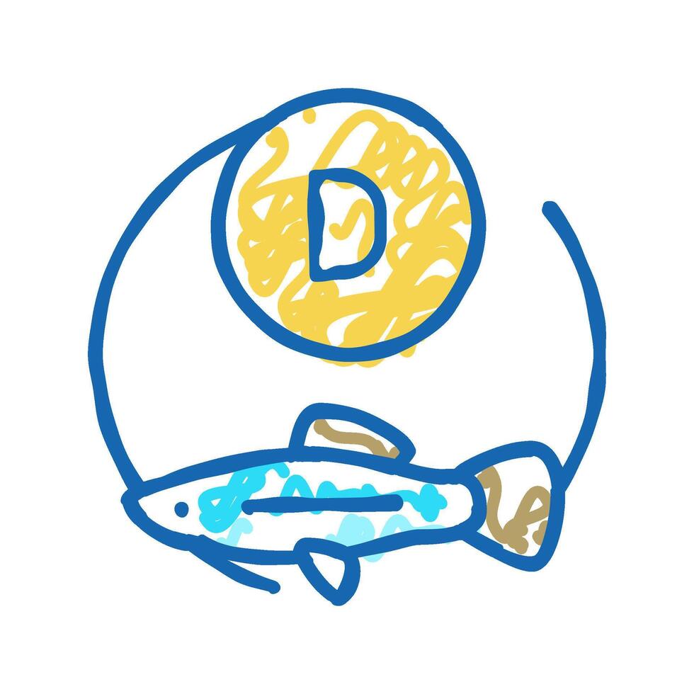 d vitamin fish icon doodle illustration vector