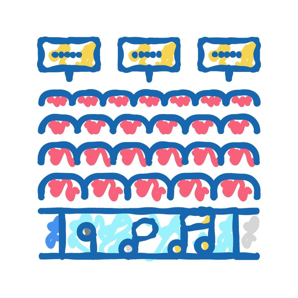 tribune for audience on concert icon doodle illustration vector