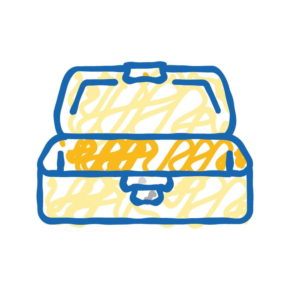 lunch box plastic food icon doodle illustration vector