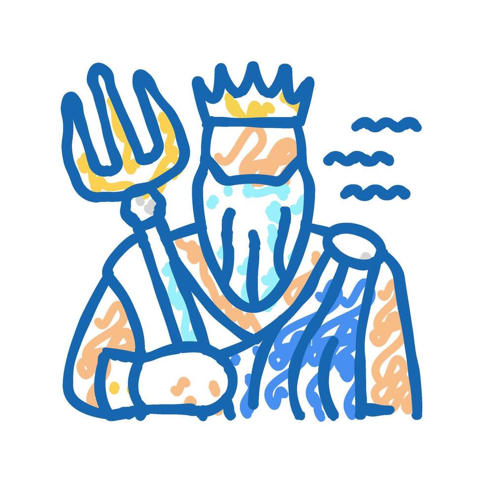 poseidon greek god mythology icon doodle illustration vector