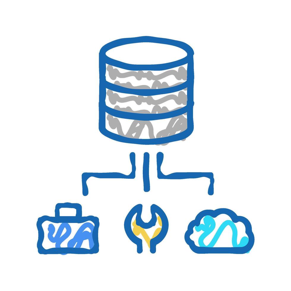 business, fix and cloud storage digital processing icon doodle illustration vector