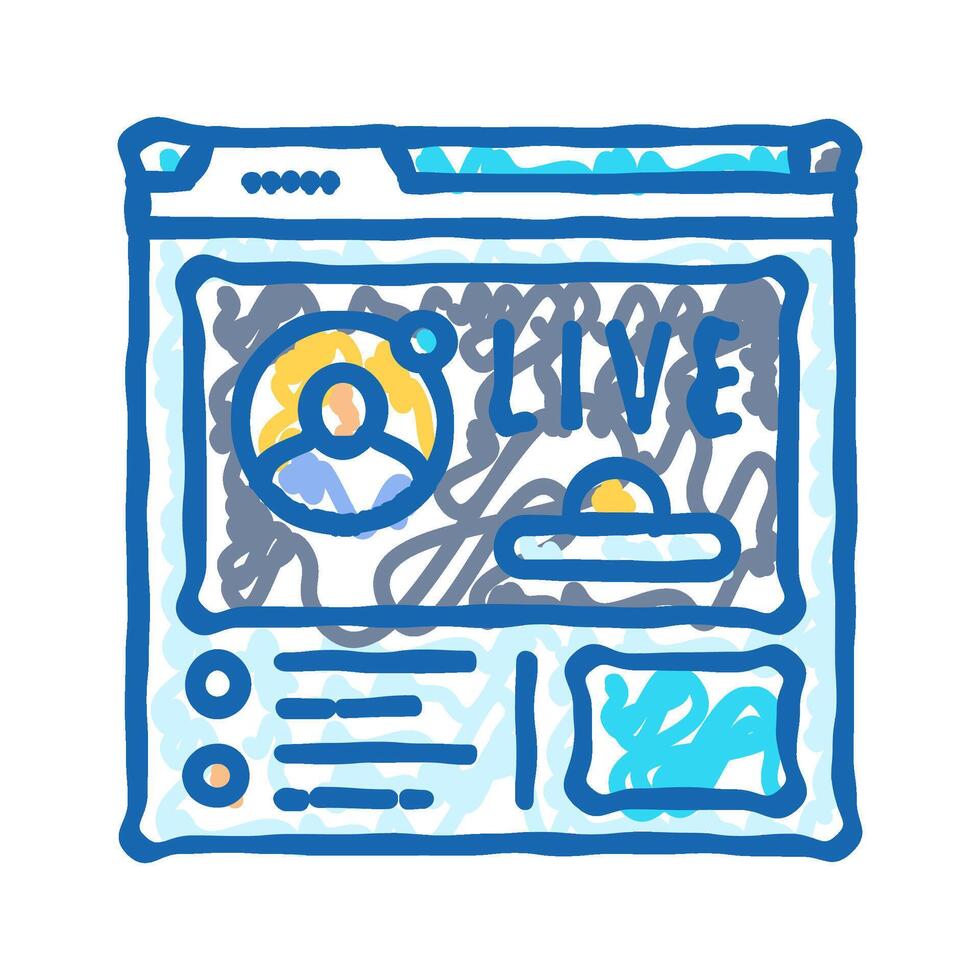 live streaming virtual conference icon doodle illustration vector