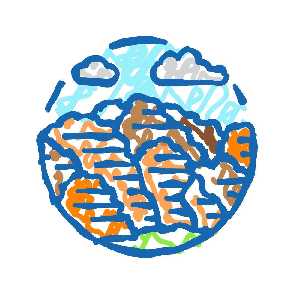 tourism mountain landscape icon doodle illustration vector