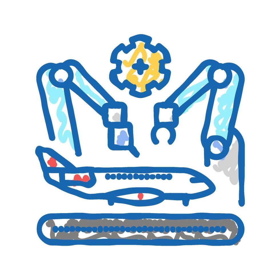 aerospace manufacturing aeronautical engineer icon doodle illustration vector