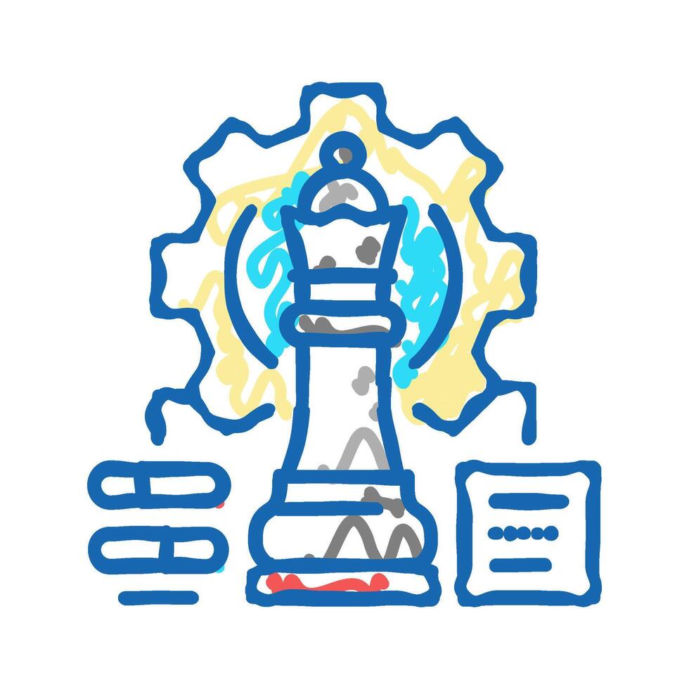 strategic game and business icon doodle illustration vector