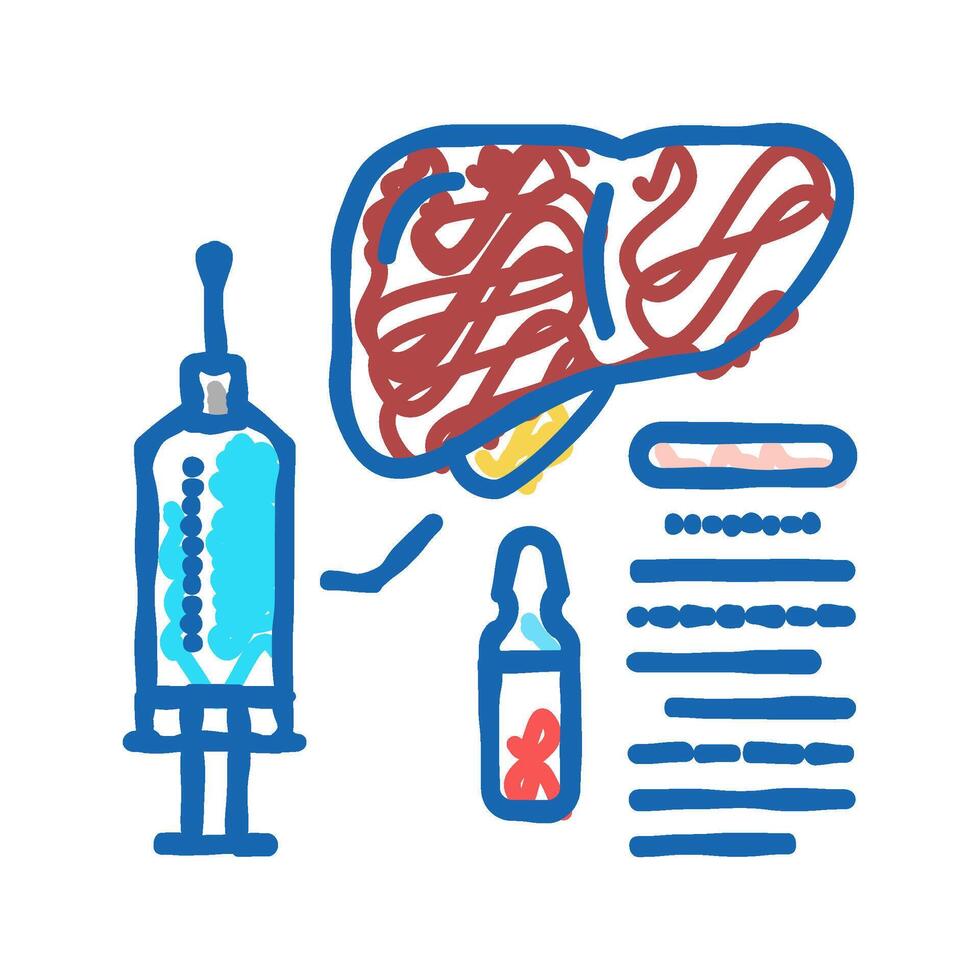 vaccination liver icon doodle illustration vector