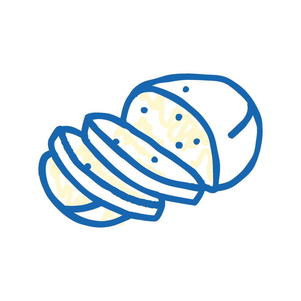 mozzarella cheese food slice icon doodle illustration vector