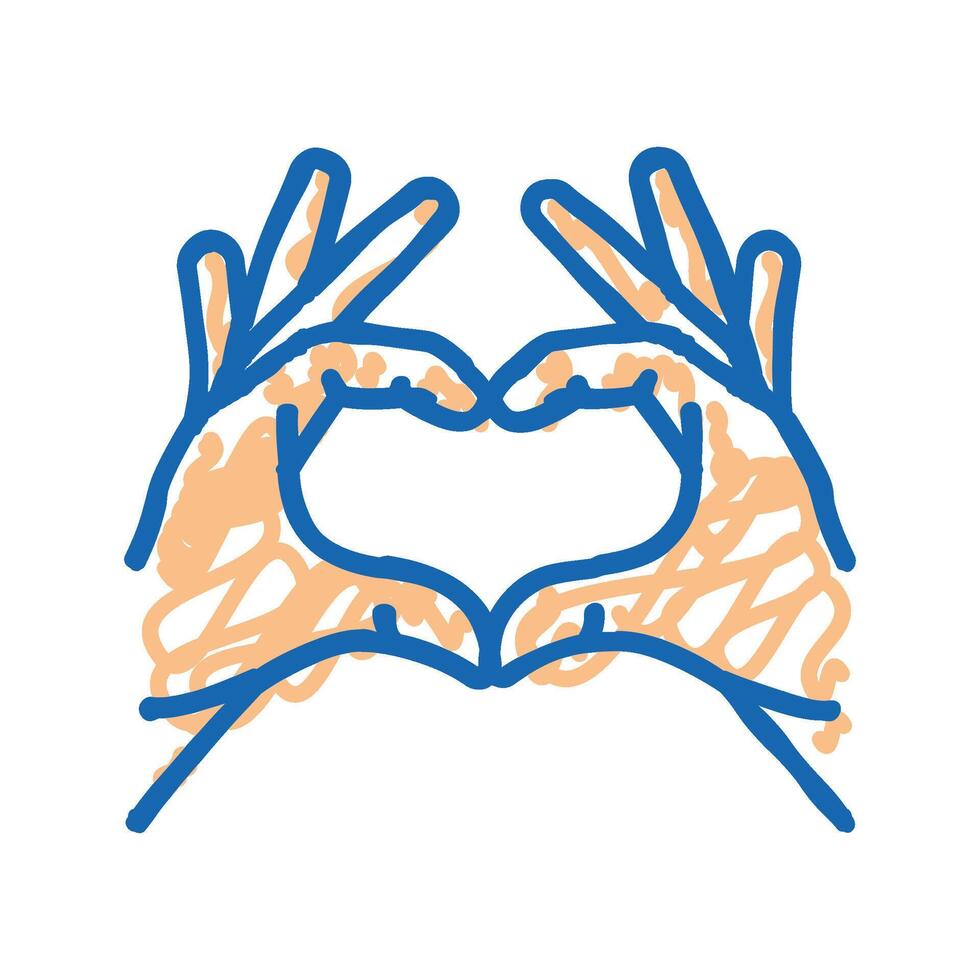 hands heart gesture icon doodle illustration vector