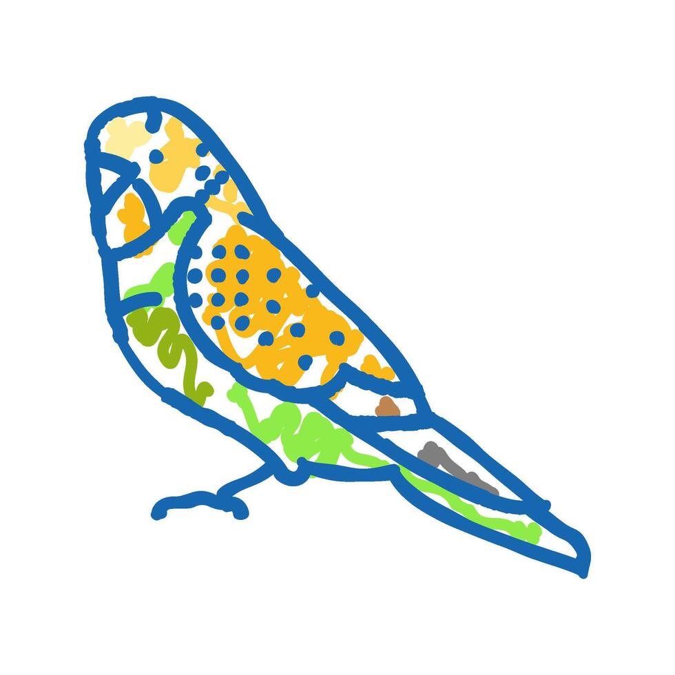 budgerigar parakeet bird parrot icon doodle illustration vector