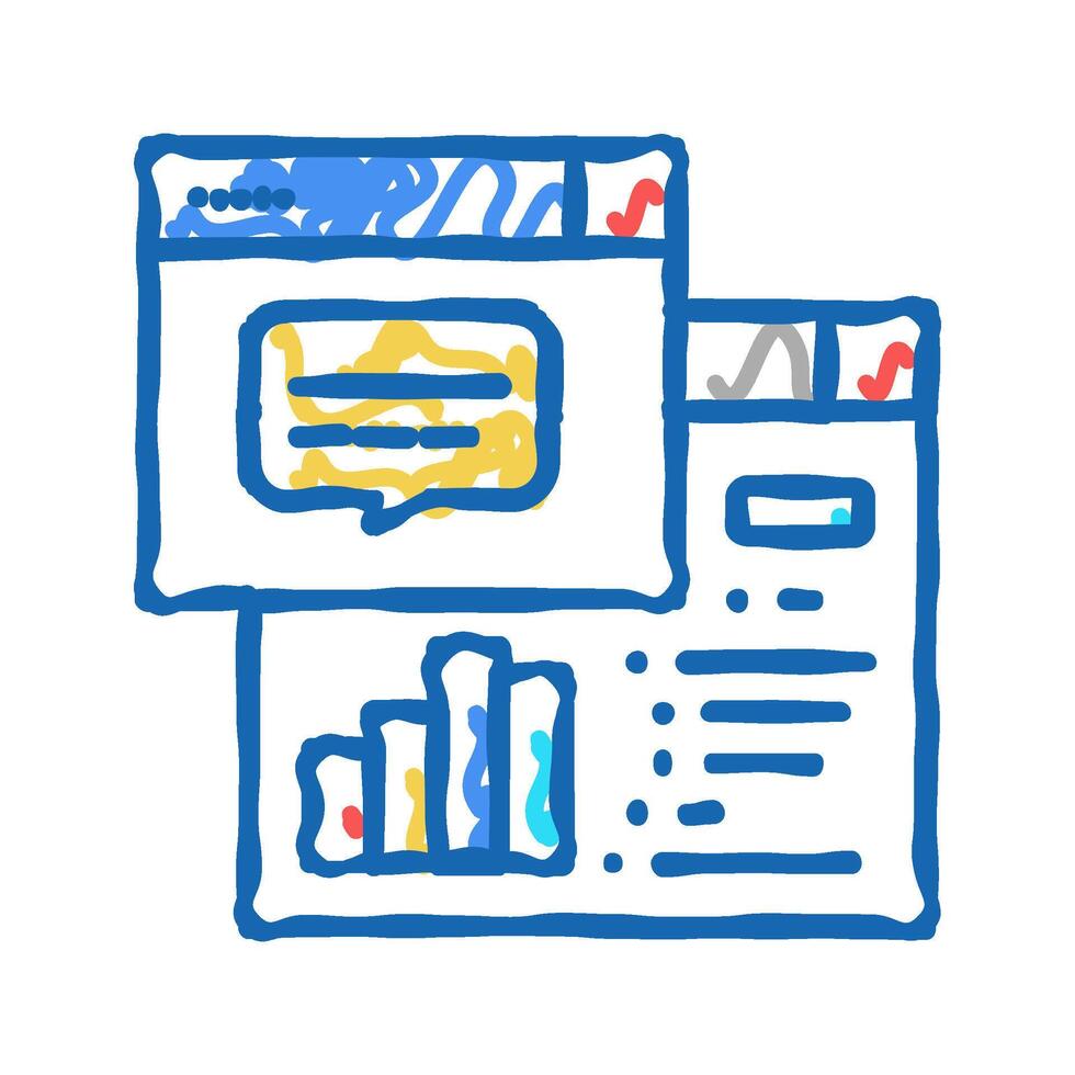 tasks hierarchy digital processing icon doodle illustration vector