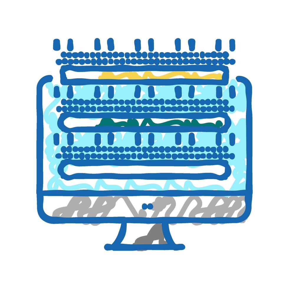 testing computer screen semiconductor manufacturing icon doodle illustration vector