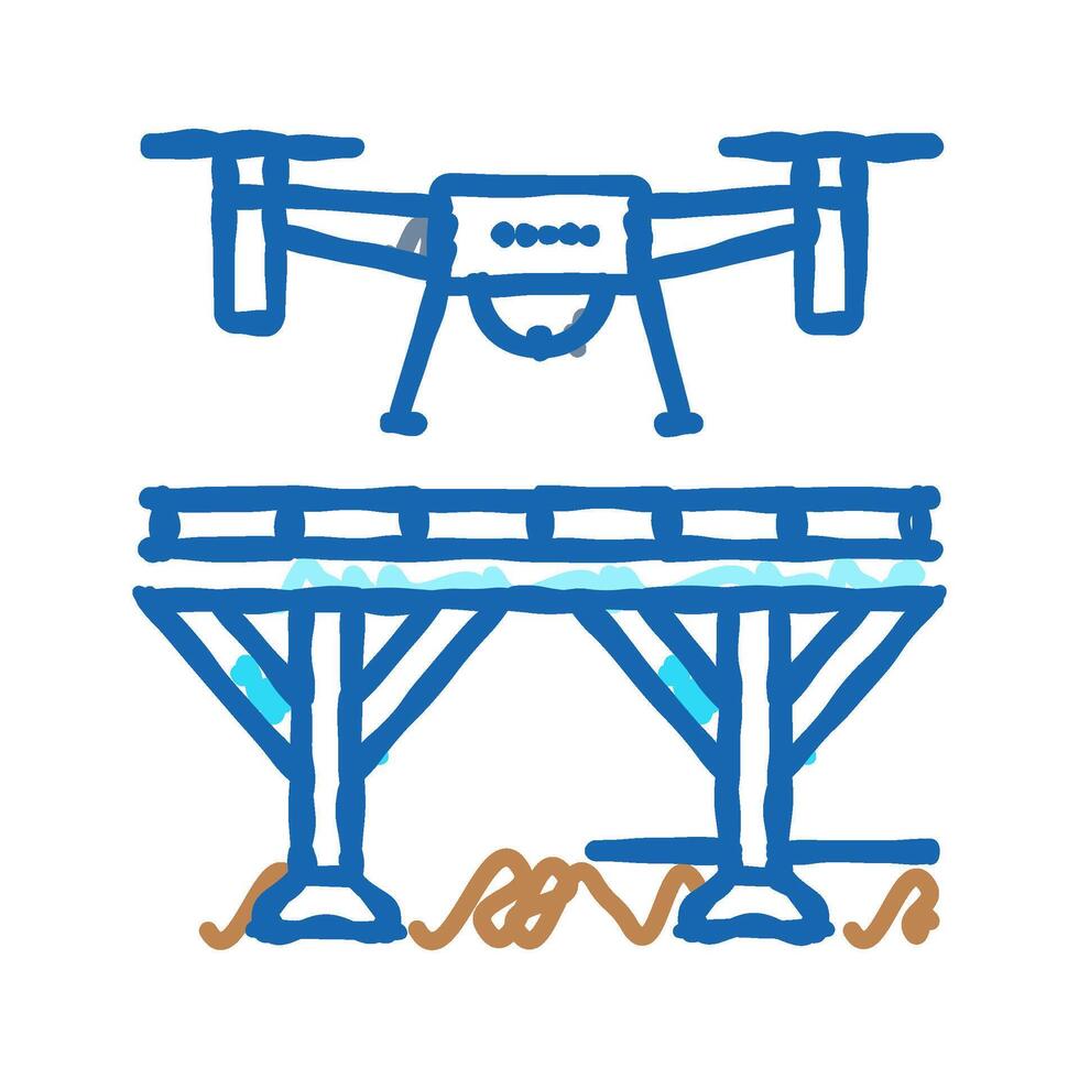 bridge inspection drone icon doodle illustration vector