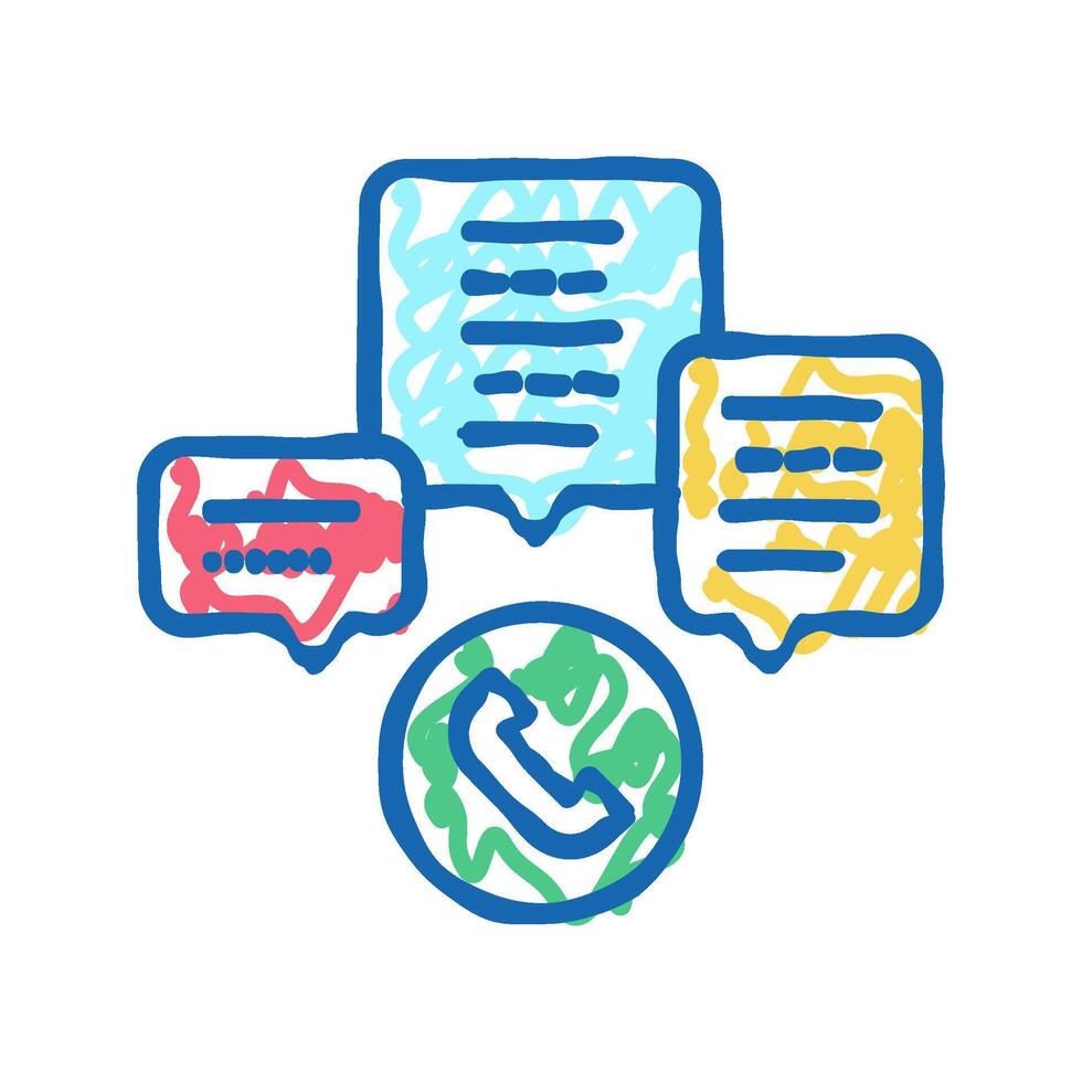 call center support icon doodle illustration vector