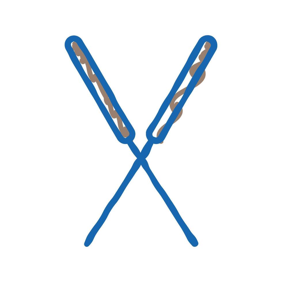 crossed needles acupuncture icon doodle illustration vector
