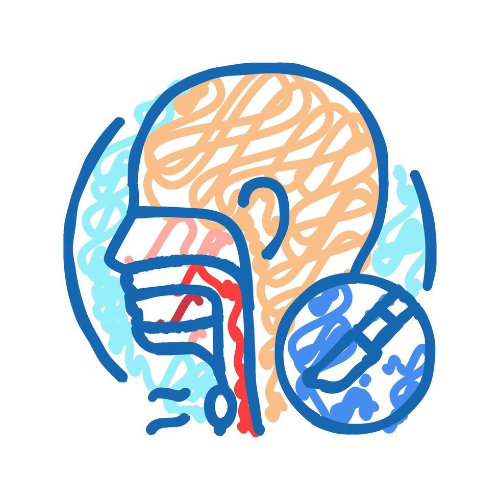 laryngectomy surgery hospital icon doodle illustration vector
