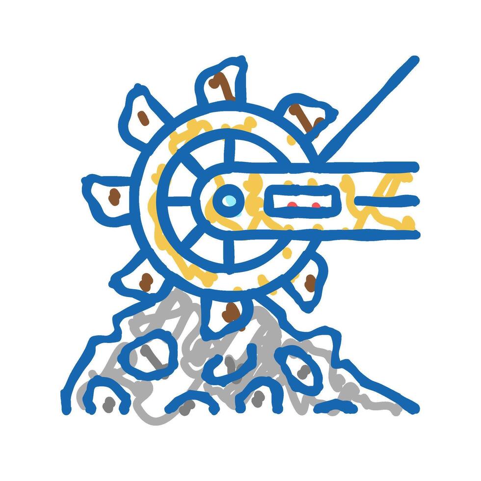 excavator mining machine icon doodle illustration vector