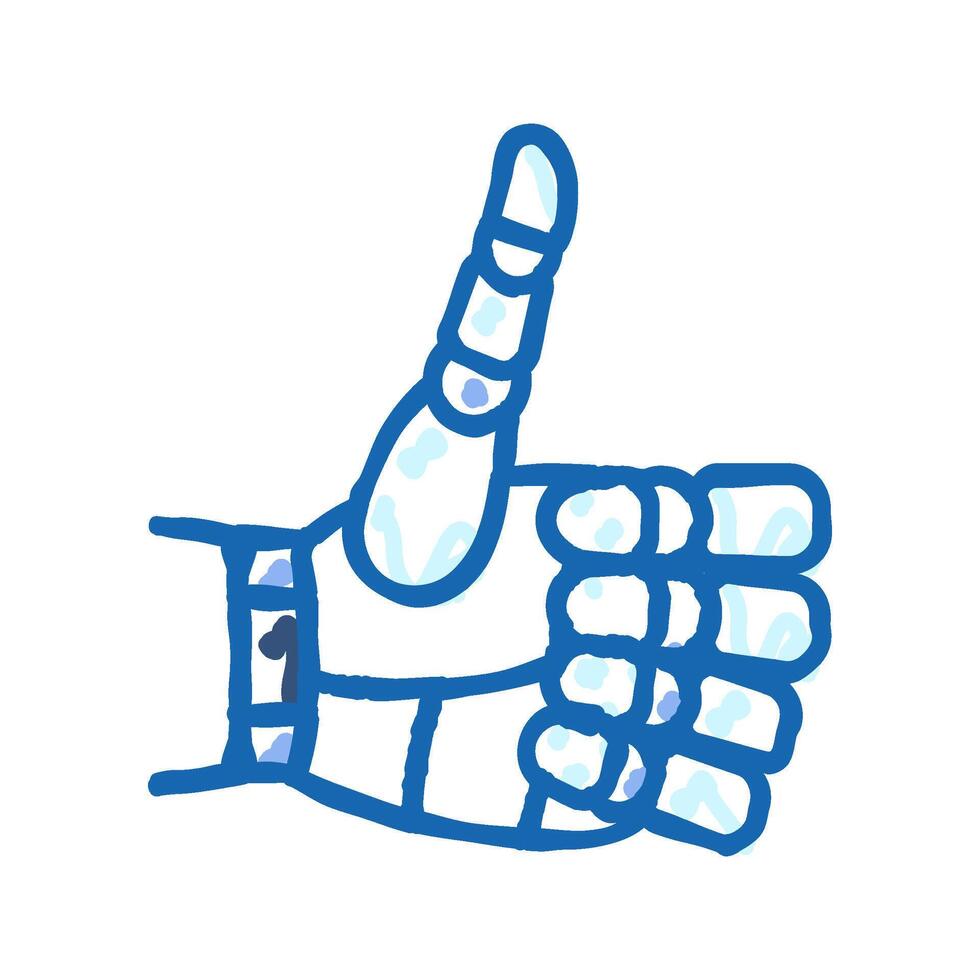 thumb up robot hand gesture icon doodle illustration vector