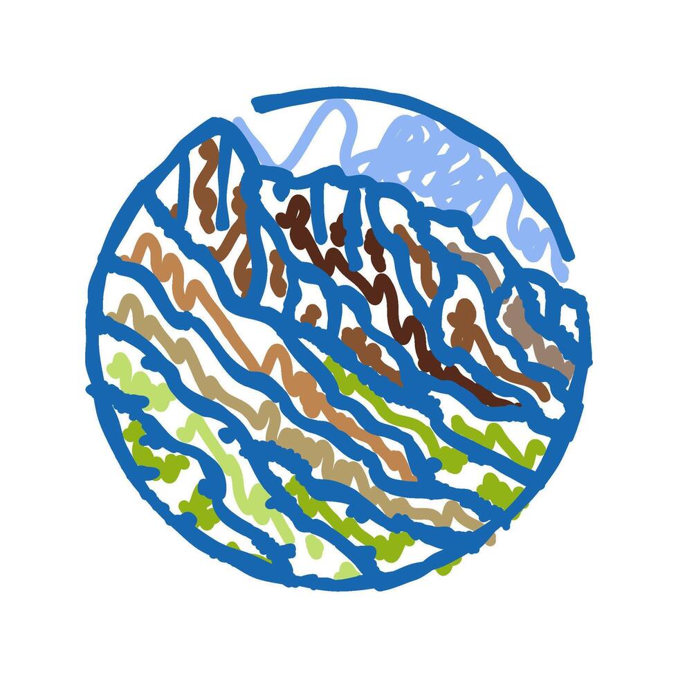 rocky mountain landscape icon doodle illustration vector