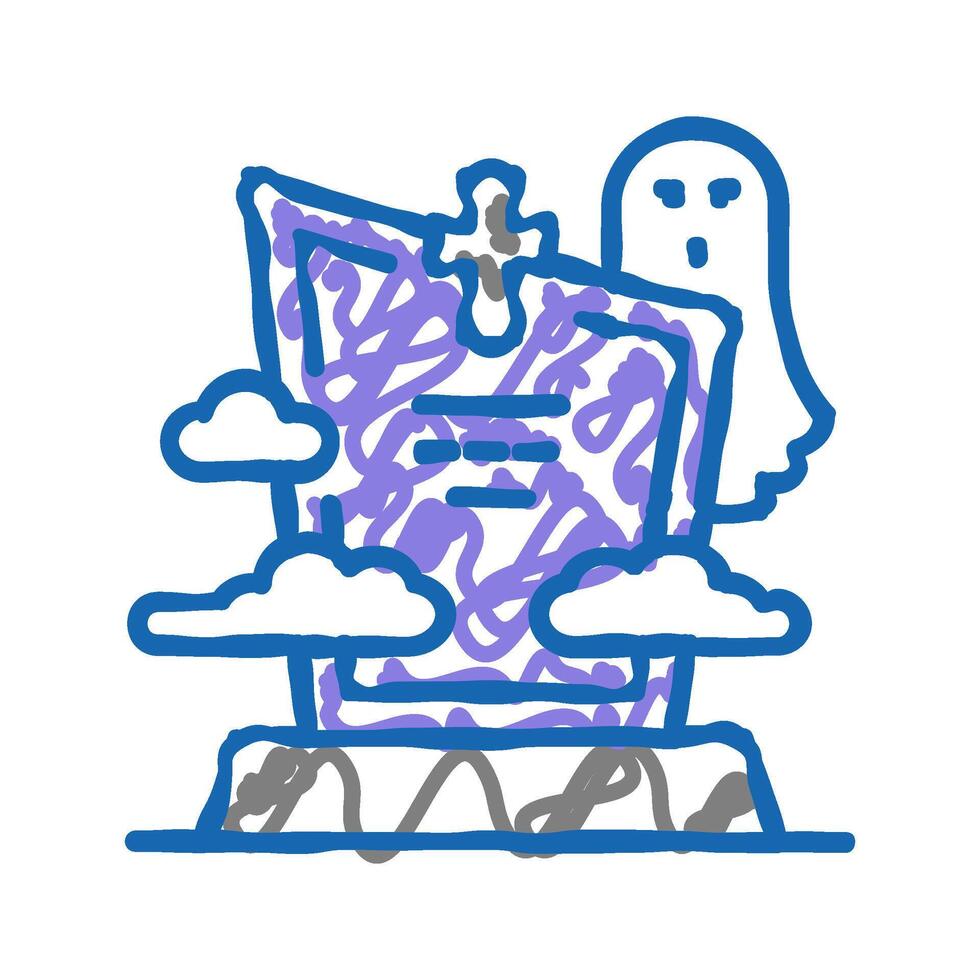 grave zombie evil icon doodle illustration vector