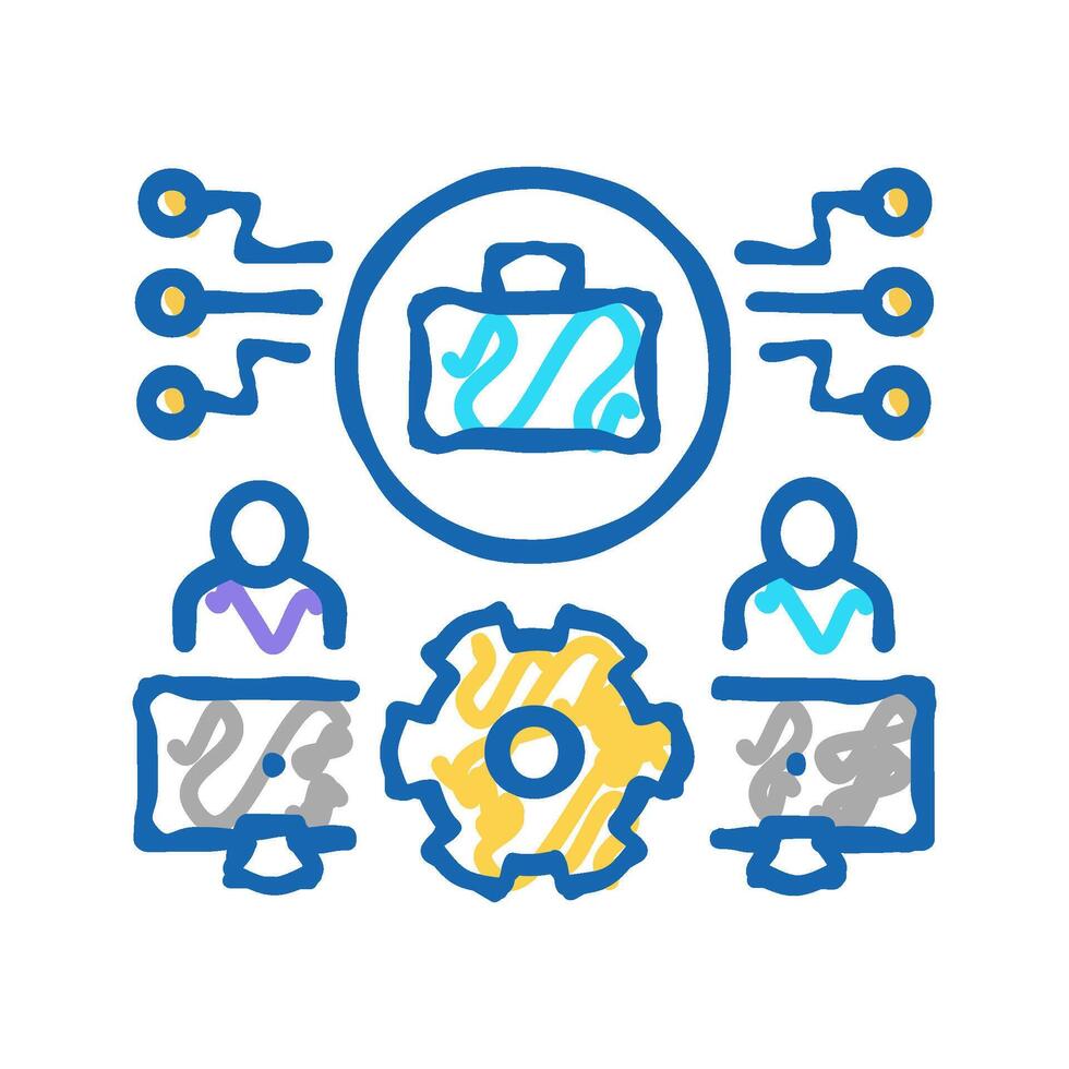 work system icon doodle illustration vector