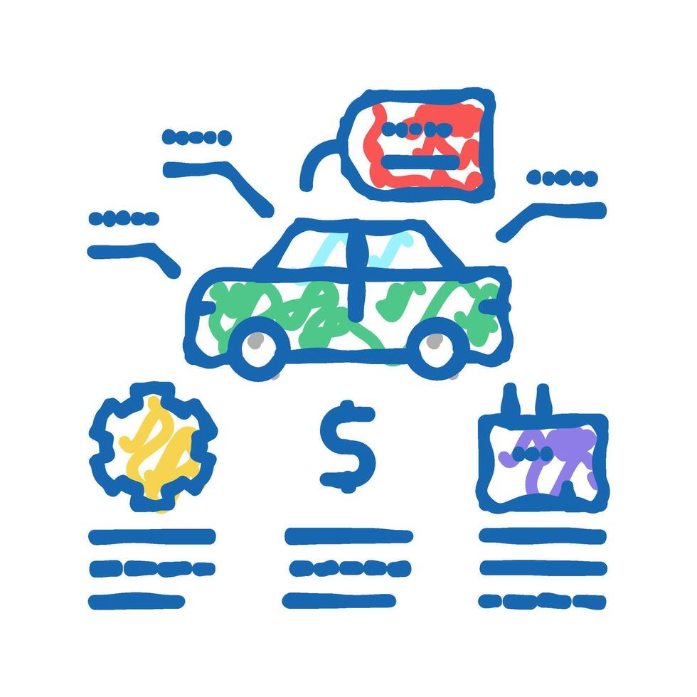 appraise car icon doodle illustration vector