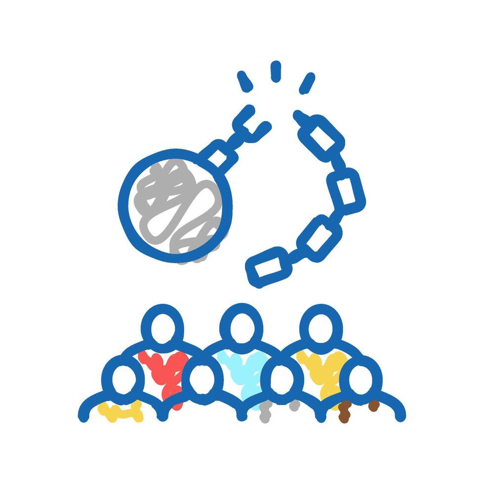 freedom of refugee icon doodle illustration vector