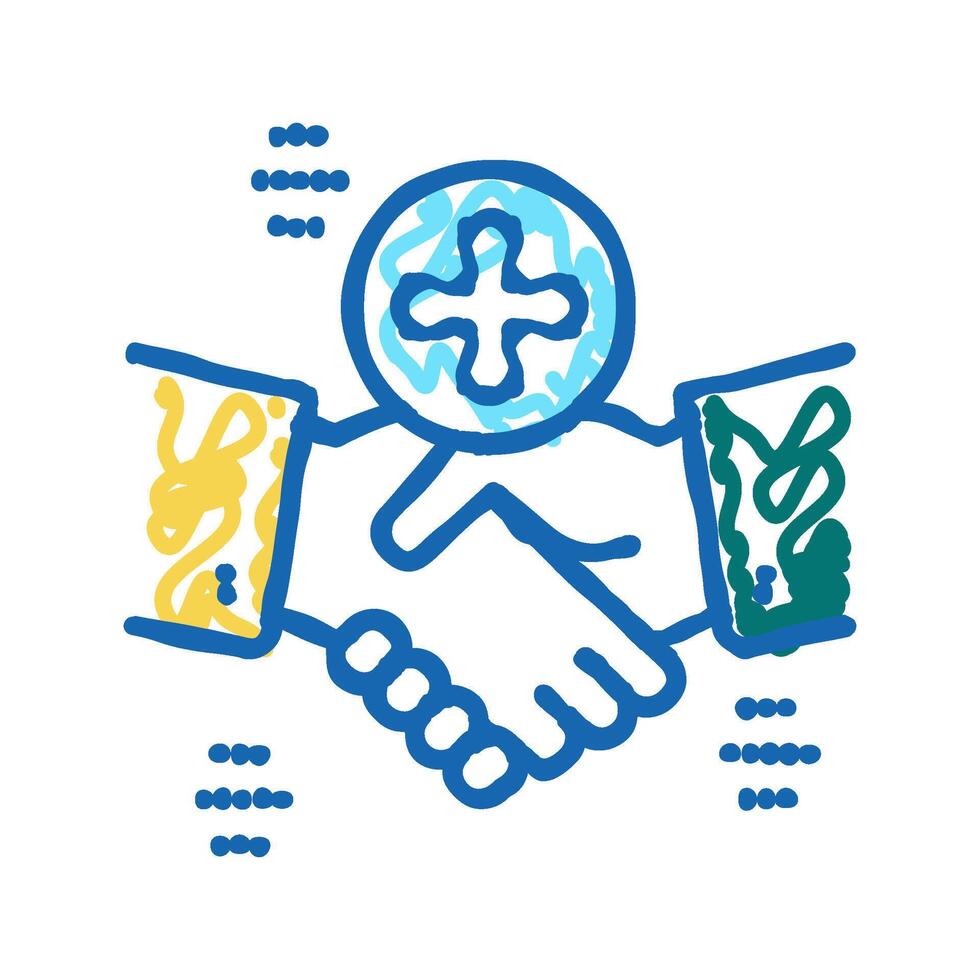 handshake thank you icon doodle illustration vector