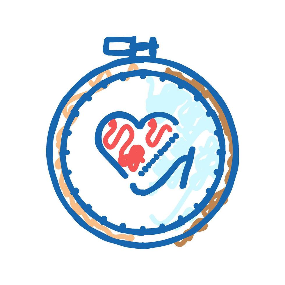 hoop frame embroidery hobby icon doodle illustration vector