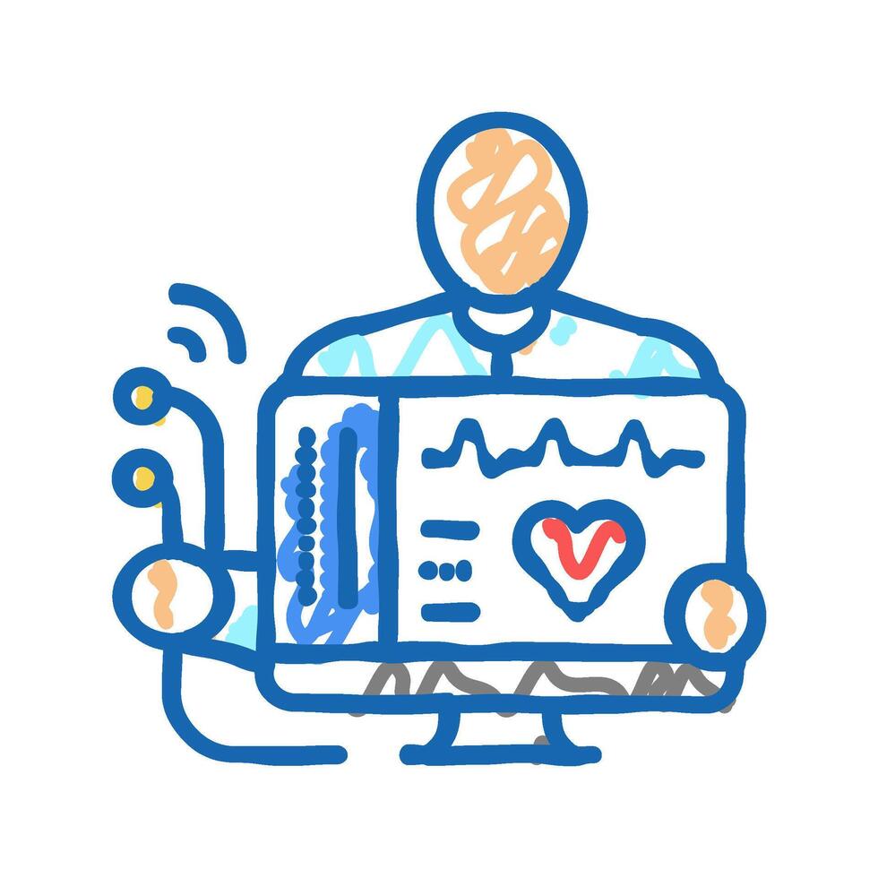 electrocardiogram health check icon doodle illustration vector
