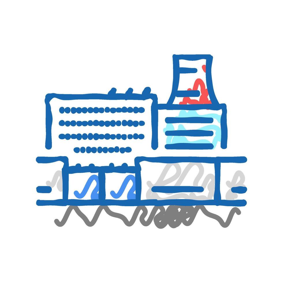 factory plant industry building icon doodle illustration vector
