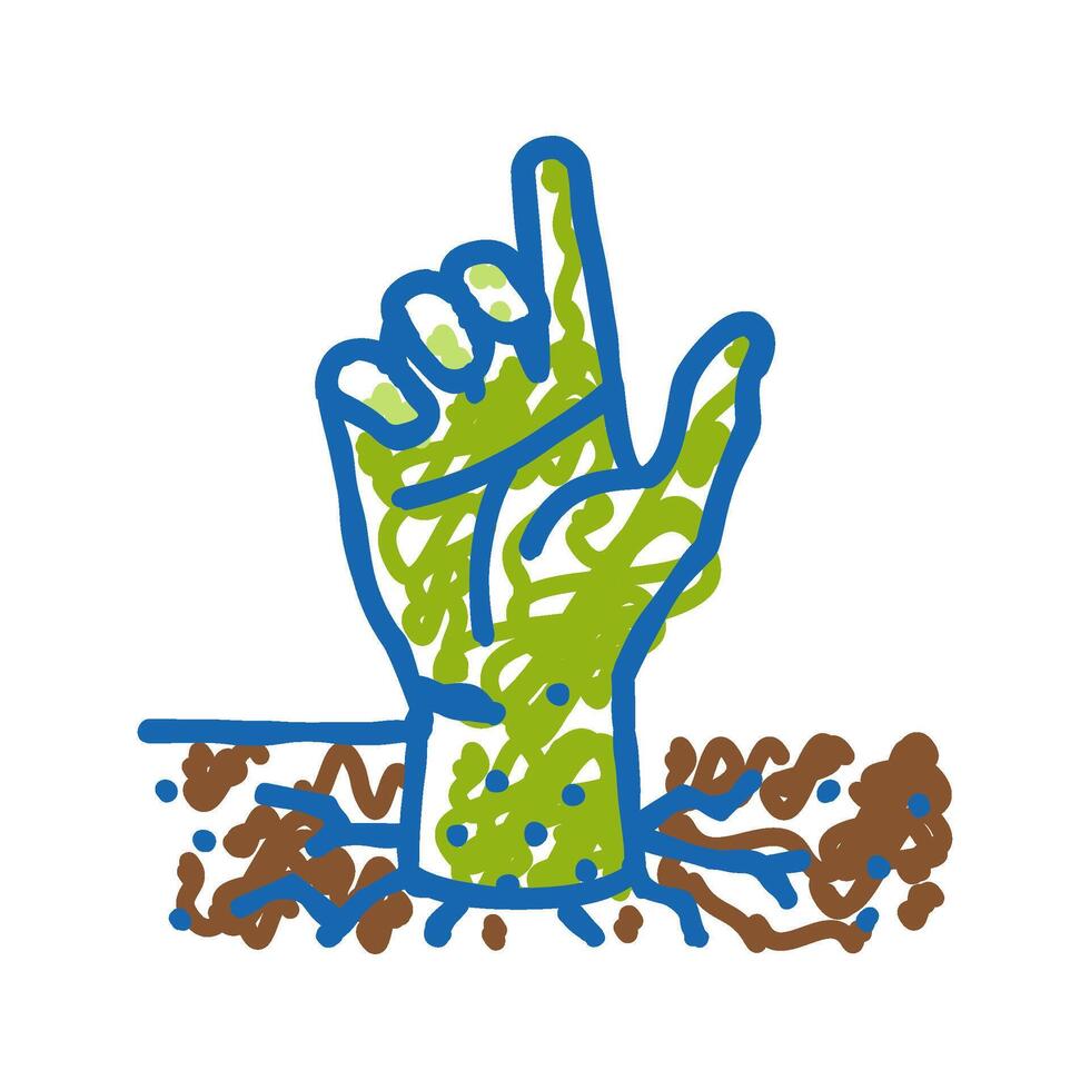hand corpse zombie icon doodle illustration vector