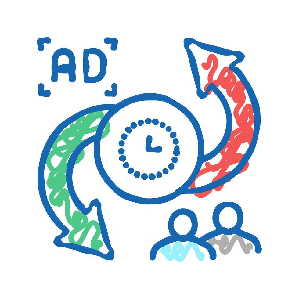 advertise to buyers clients converter icon doodle illustration vector