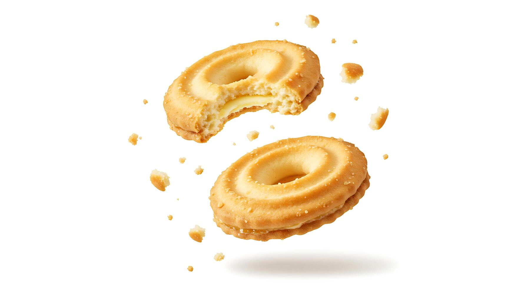 Two biscuits are falling from the sky photo