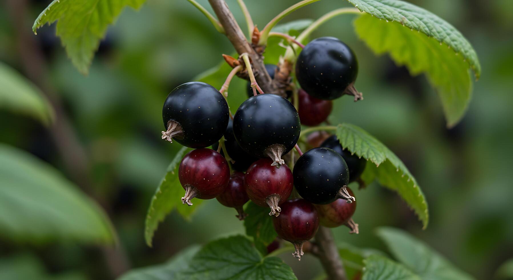 Black currants on a branch photo