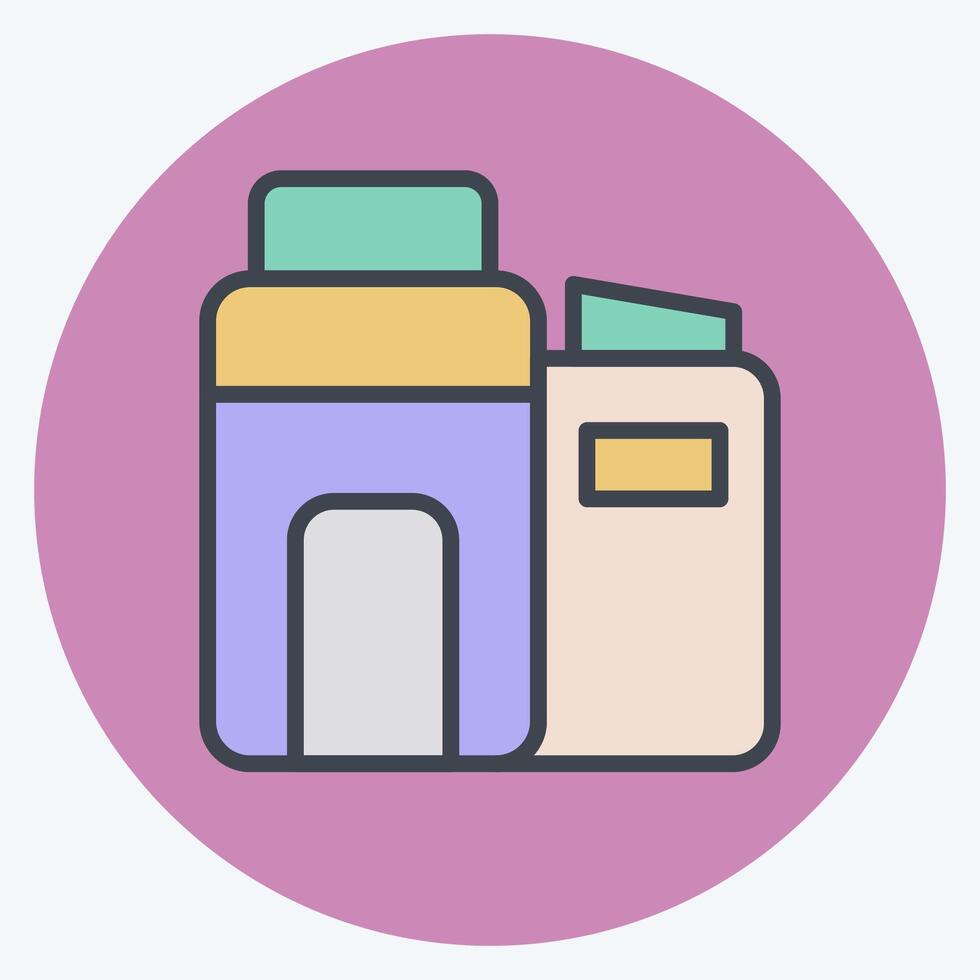 Icon Eco Factory. related to Industry symbol. color mate style. design editable vector