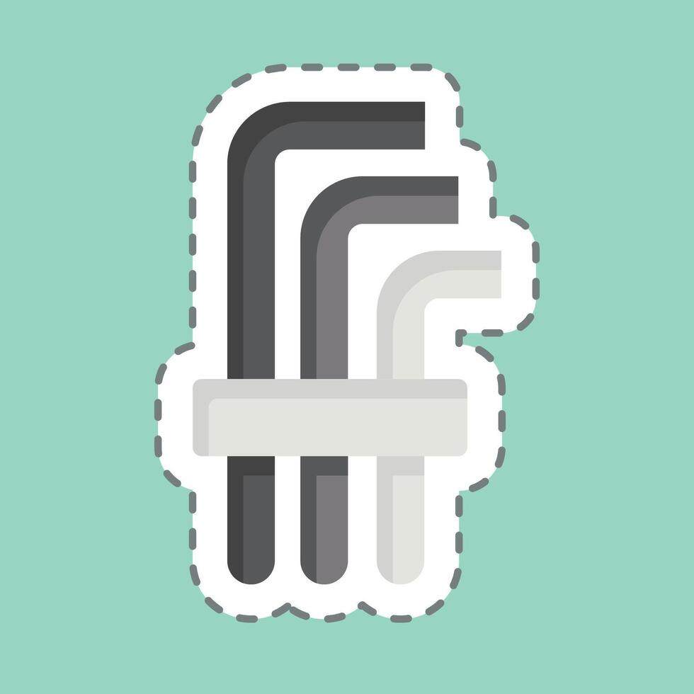 Sticker line cut Hex Keys. related to Repair Tools symbol. design editable vector