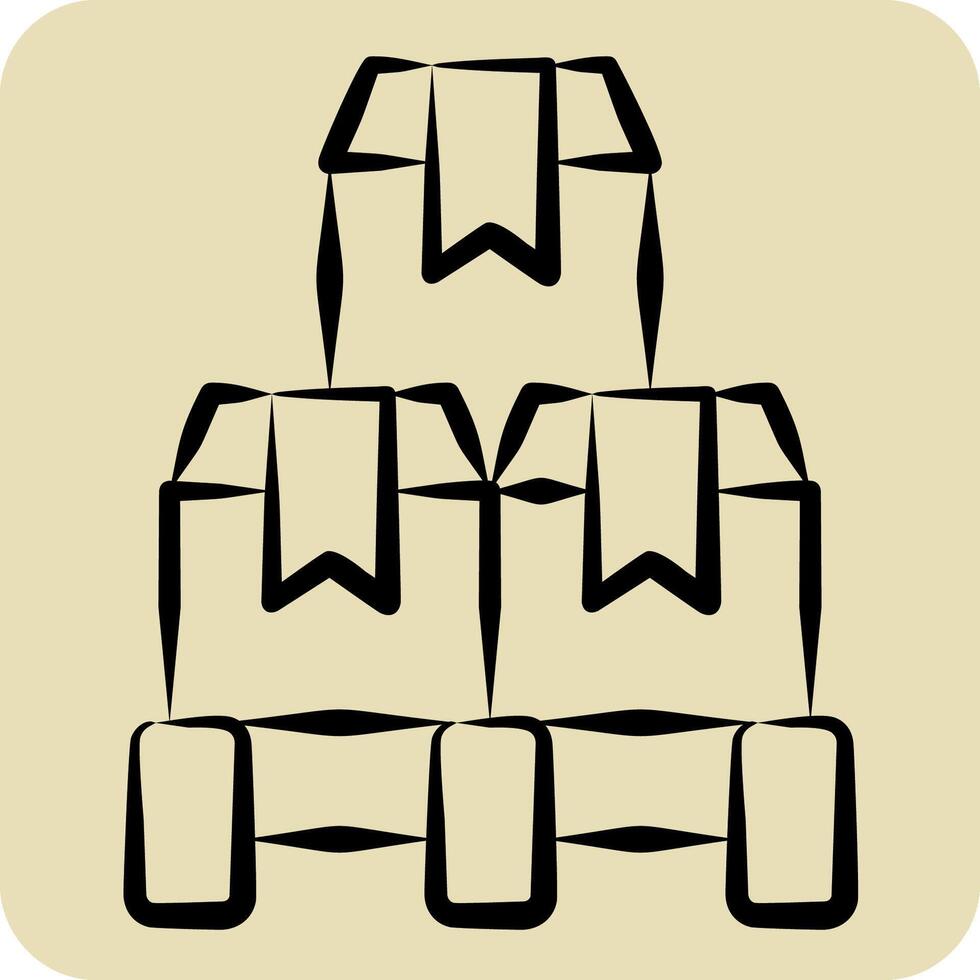 Icon Pallet Box. related to Industry symbol. hand drawn style. design editable vector
